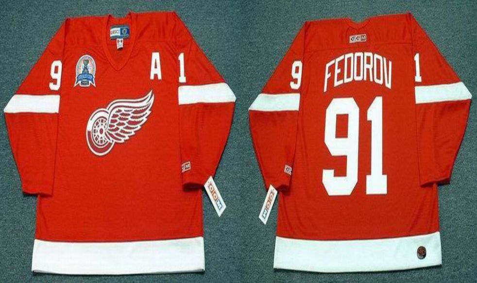 2019 Men Detroit Red Wings #91 Fedorov Red CCM NHL jerseys1